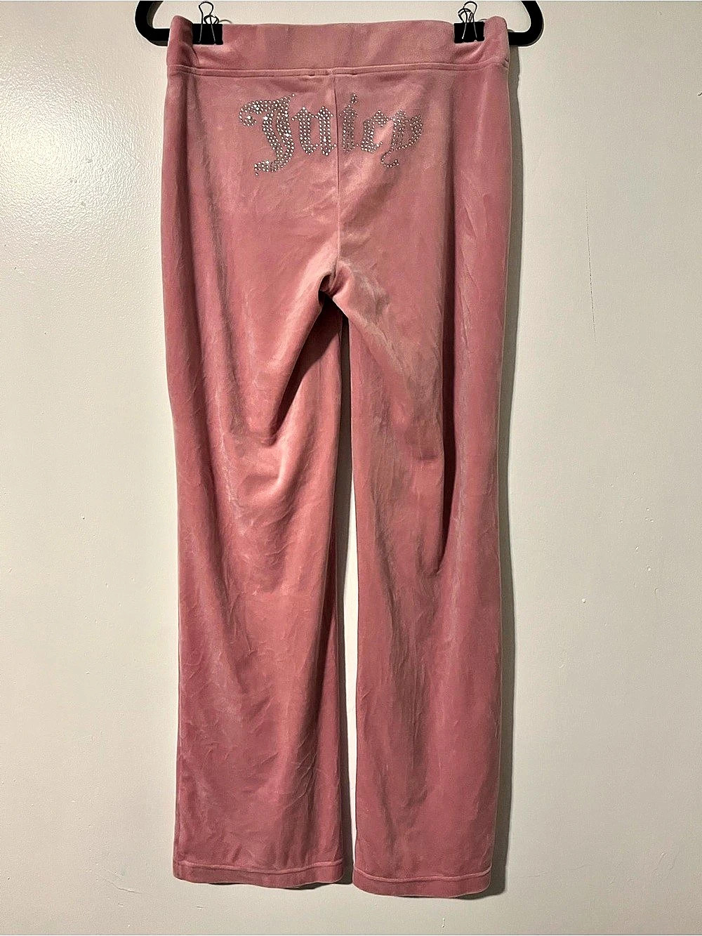 Juicy Couture OG Big Bling Velour Track Pants Pink Small